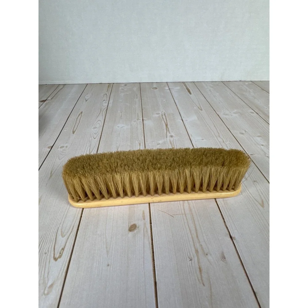 Vintage Yellow Celluloid Art Deco Vanity Brush Set Hair &‎ Clothes Brushes 3pc